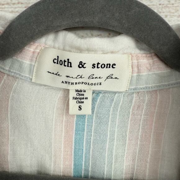 Lot of 2 Cloth & Stone Blouses Womens Small Blue Pink Button Down Tie Back - Picture 9 of 16